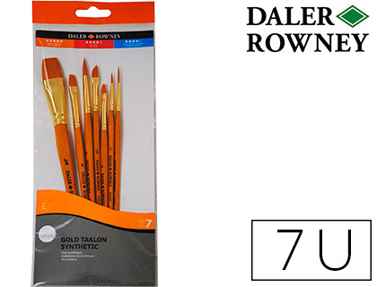 PINCELES DALER ROWNEY SIMPLY ART SINTENTICO MANGO CORTO DORADO BLISTER DE 10 UNIDADES