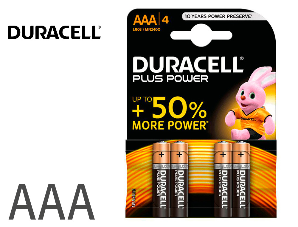 PILA DURACELL ALCALINA PLUS AAA POWER BOOST BLISTER DE 4 UD