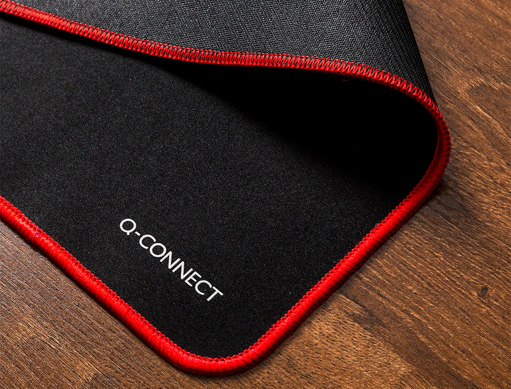 ALFOMBRILLA PARA RATON Q-CONNECT XXL NEGRA CON BORDE ROJO 900X400 MM